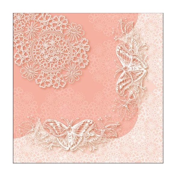 AMB.13316366 Butterfly Lace Rose papírszalvéta 33x33cm,20db-os