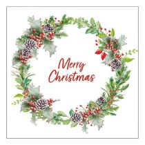   AMB.33316660 Holiday Wreath White papírszalvéta 33x33cm, 20db-os