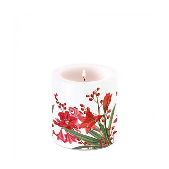 AMB.39216605 Christmas Bouquet White átvilágítós gyertya 8x7,5cm