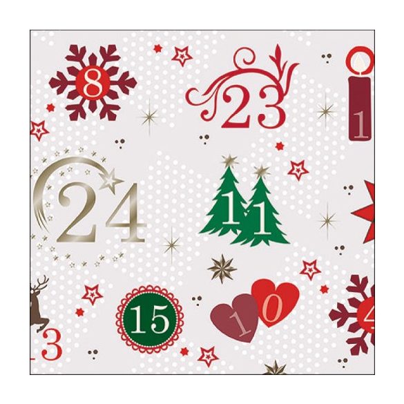 AMB.33316615 Advent Calendar papírszalvéta 33x33cm, 20db-os