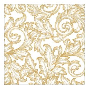 AMB.13316820 Baroque Gold/White papírszalvéta 33x33cm, 20db-os