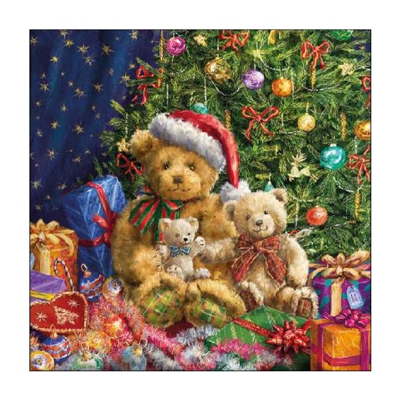 AMB.33316640 X-mas Bears papírszalvéta 33x33cm, 20db-os