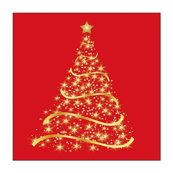 AMB.33314772 Shining Tree red papírszalvéta 33x33cm, 20db-os