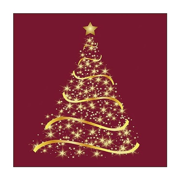 AMB.33314773 Shining Tree bordeaux papírszalvéta 33x33cm, 20db-os