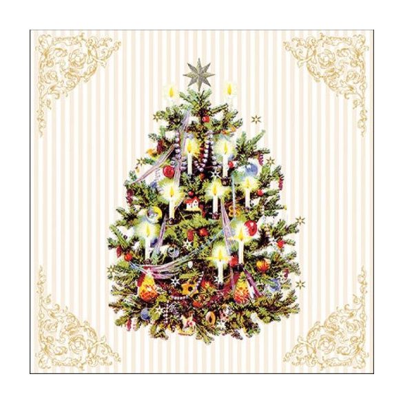 AMB.33315345 X-mas Tree Cream papírszalvéta 33x33cm, 20db-os