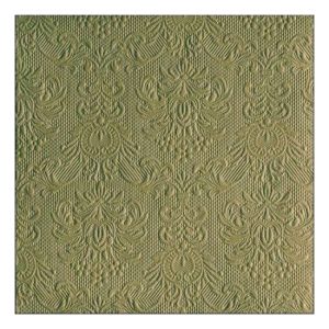 AMB.14015855 Elegance Green Leaf dombornyomott papírszalvéta 40x40cm, 15db-os