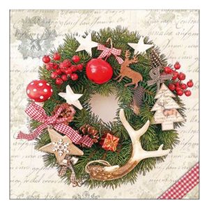 AMB.33315275 Forest Wreath papírszalvéta 33x33cm, 20db-os