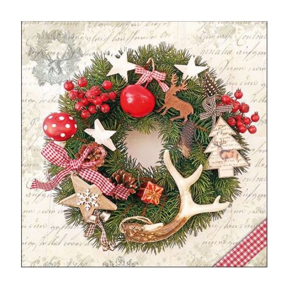 AMB.33315275 Forest Wreath papírszalvéta 33x33cm, 20db-os