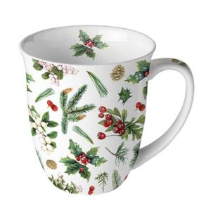 AMB.38416495 Winter greenery white porcelánvögre 0,4l