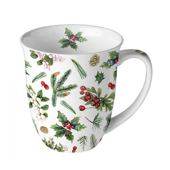 AMB.38416495 Winter greenery white porcelánvögre 0,4l