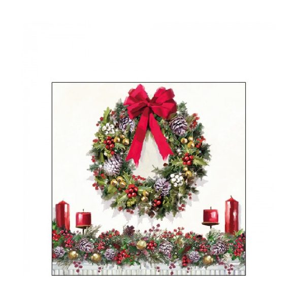 AMB.32516550 Bow On Wreath papírszalvéta 25x25cm, 20db-os