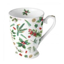 AMB.38716495 Winter greenery white porcelánbögre 0,25l