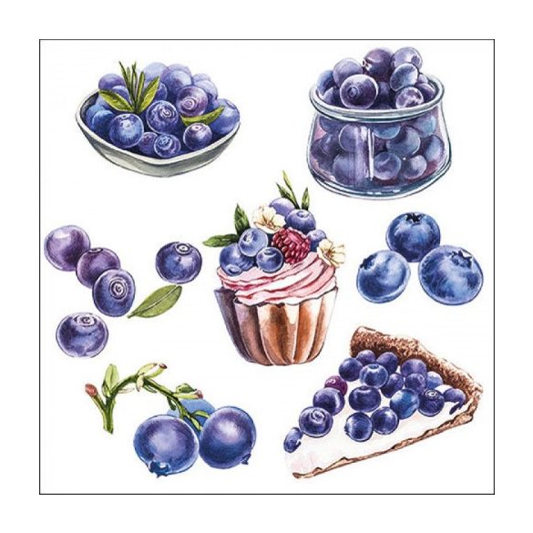 AMB.13317300 Blueberries papírszalvéta 33x33cm, 20db-os