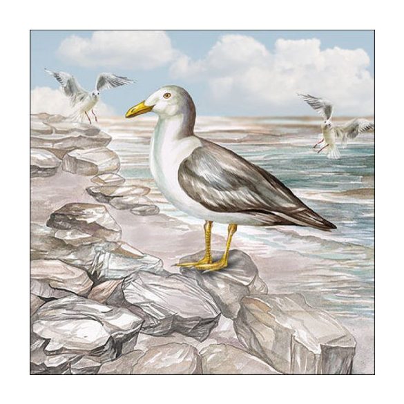 AMB.13317415 Seagull On The Shore papírszalvéta 33x33cm, 20db-os