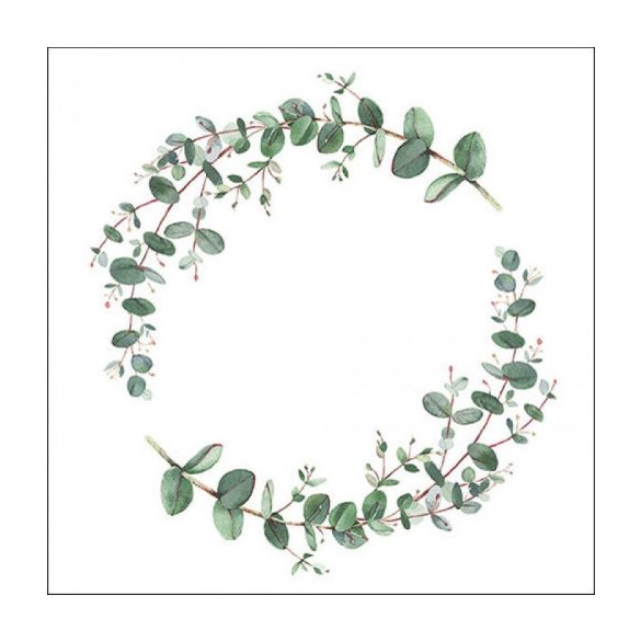 AMB.13317160 Eucalyptus Branch White papírszalvéta 33x33cm, 20db-os