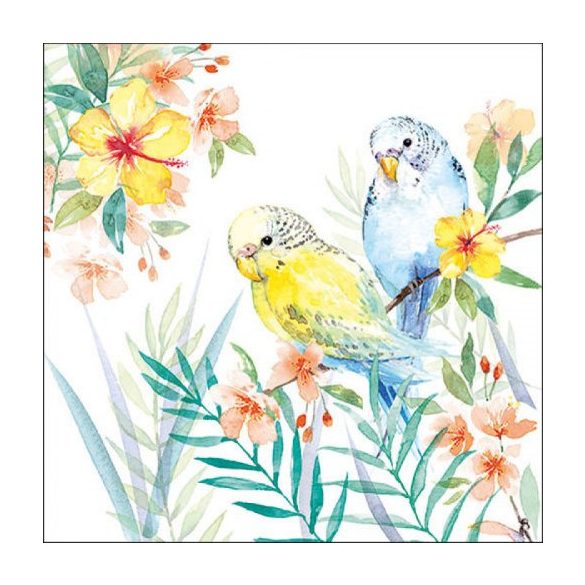 AMB.13317250 Budgies Couple papírszalvéta 33x33cm, 20db-os