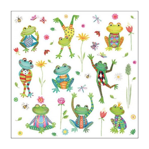 AMB.13317195 Happy Frogs papírszalvéta 33x33cm, 20db-os