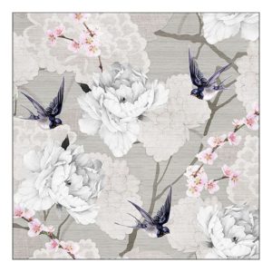 AMB.13317316 Oriental Flowers Grey papírszalvéta 33x33cm,20db-os