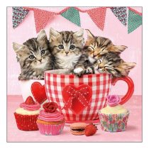   AMB.13317535 Cats in Tea Cups papírszalvéta 33x33cm, 20db-os