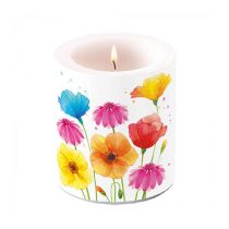   AMB.19317585 Colourful Summer Flowers átvilágítós gyertya 10x10cm