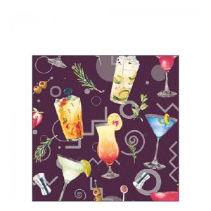 AMB.12517226 Cocktail Party Aubergine papírszalvéta 25x25cm,20db-os