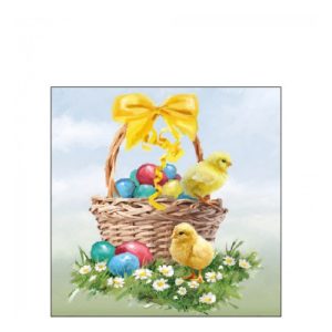 AMB.22517120 Easter Basket papírszalvéta 25x25cm, 20db-os