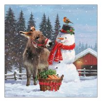   AMB.33317885 Donkey with snowman papírszalvéta 33x33cm, 20db-os