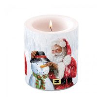   AMB.39318020 Santa and snowman átvilágítós gyertya 10x10cm