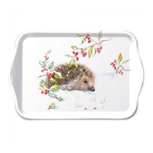 AMB.33716595 Hedgehog In Winter műanyag kistálca 13x21cm