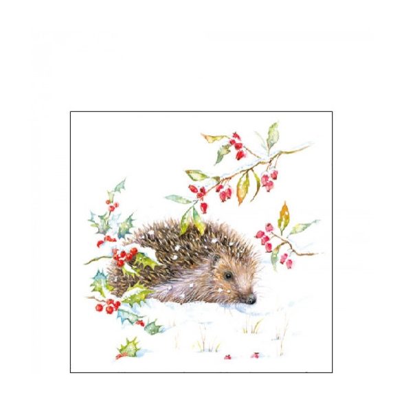 AMB.32516595 Hedgehog In Winter papírszalvéta 25x25cm, 20db-os