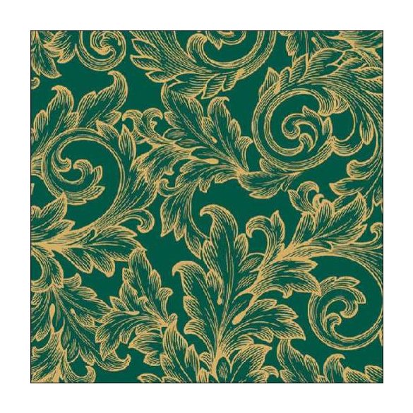 AMB.13316827 Baroque Gold/Green papírszalvéta 33x33cm, 20db-os