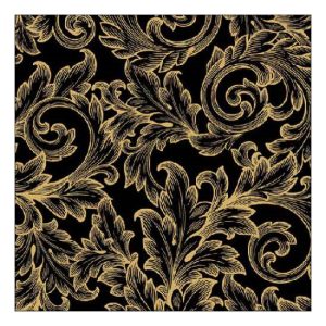 AMB.13316826 Baroque Gold/Black papírszalvéta 33x33cm, 20db-os