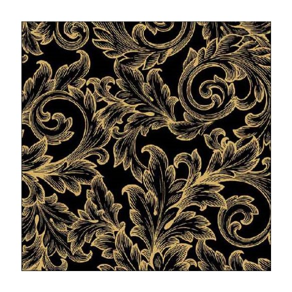 AMB.13316826 Baroque Gold/Black papírszalvéta 33x33cm, 20db-os