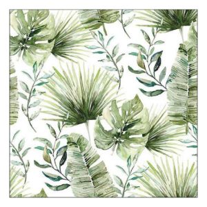 AMB.13318215 Jungle leaves white papírszalvéta 33x33cm, 20db-os