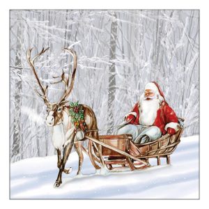 AMB.33318105 Santa in snowy forest papírszalvéta 33x33cm, 20db-os