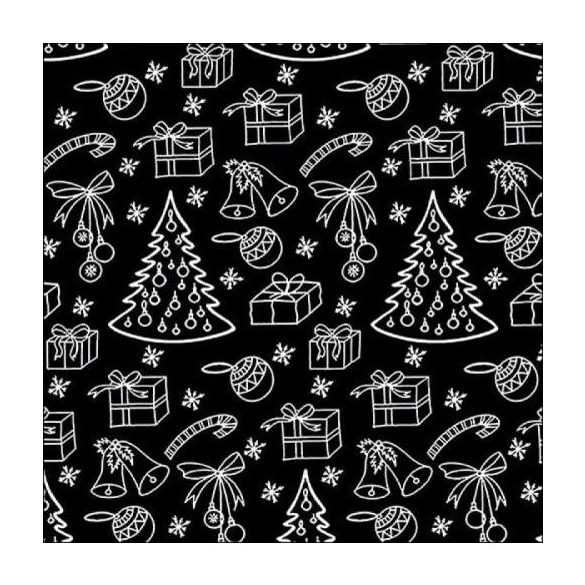 AMB.33318110 Outlined ornaments black papírszalvéta 33x33cm, 20db-os