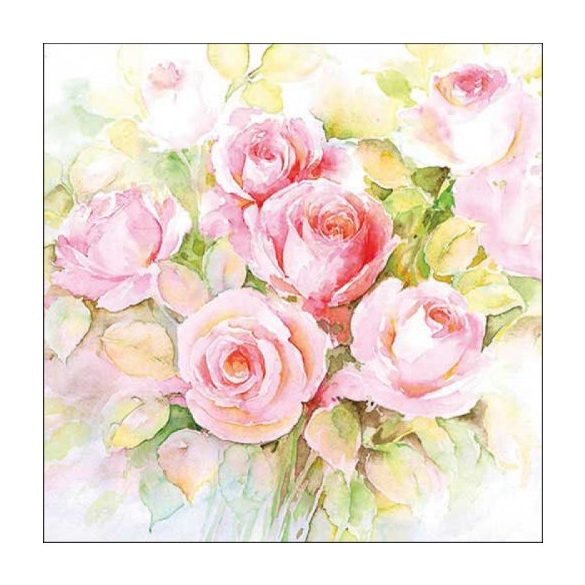 AMB.13318370 Watercolour roses papírszalvéta 33x33cm, 20db-os