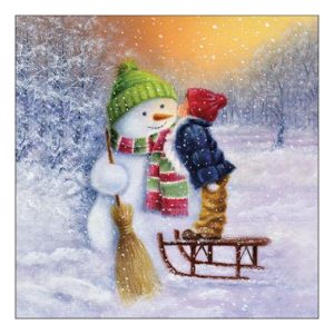 AMB.33317975 Child kissing snowman papírszalvéta 33x33cm, 20db-os