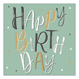 AMB.13318235 Birthday celebration green papírszalvéta 33x33cm, 20db-os