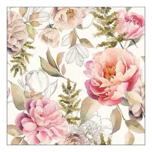 AMB.13318131 Peonies composition cream papírszalvéta 33x33cm, 20db-os