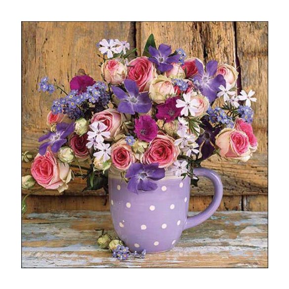 AMB.13318265 Mug with flowers papírszalvéta 33x33cm, 20db-os