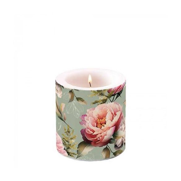 AMB.19218130 Peonies composition green átvilágítós gyertya 8x7,5cm 
