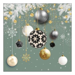 AMB.33317796 Christmas baubles sage papírszalvéta 33x33cm, 20db-os