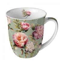 AMB.18418130 Peonies composition green porcelánbögre 0,4l