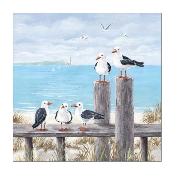 AMB.13318170 Seagulls on the dock papírszalvéta 33x33cm, 20db-os