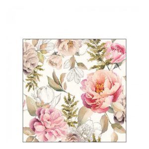 AMB.12518131 Peonies composition cream papírszalvéta 25x25cm, 20db-os