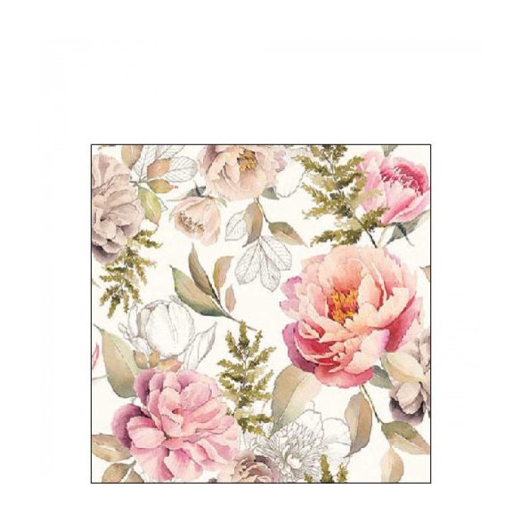 AMB.12518131 Peonies composition cream papírszalvéta 25x25cm, 20db-os