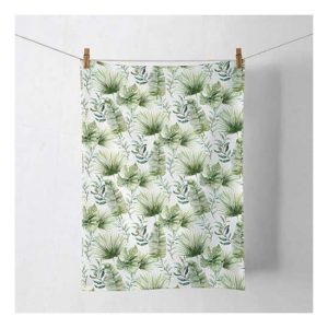 AMB.17818215 Jungle leaves white konyharuha 50x70cm, 100% pamut