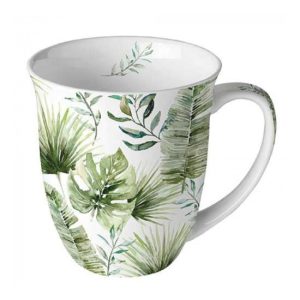 AMB.18418215 Jungle leaves white porcelánbögre 0,4l