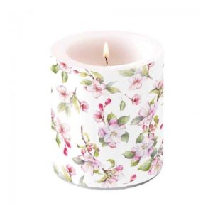 AMB.19318160 Spring blossom white átvilágítós gyertya 10x10cm